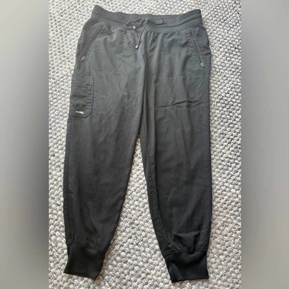 Greys Anatomy Black Scrub bottoms- Joggers- size medium-worn in good con…